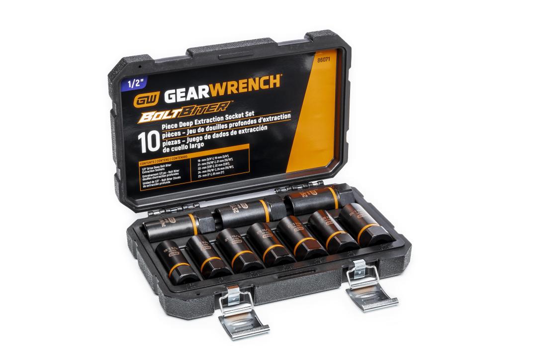 10 Pc. 1 2 Drive Bolt Biter Deep Extraction Socket Set Gearwrench
