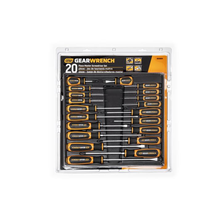 20 Piece Phillips Slotted Torx Dual Material Screwdriver Set Gearwrench