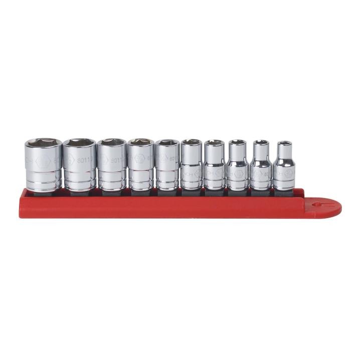 Image of 10 Pc. 1/4" Drive 6 Point SAE Standard Socket Set - GearWrench