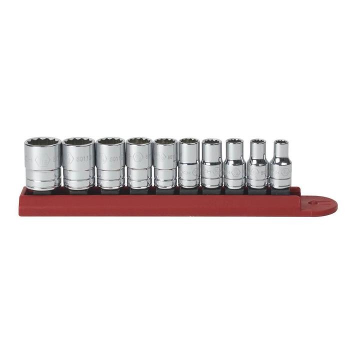 Image of 10 Pc. 1/4" Drive 12 Point SAE Standard Socket Set - GearWrench