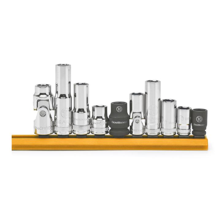 Image of 10 Pc. 1/4" and 3/8" Drive 6 Point 10MM Socket Set - GearWrench