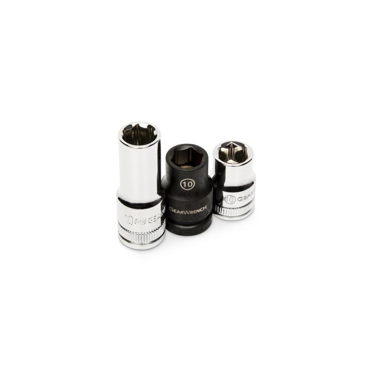 Image of 10 Pc. 1/4" and 3/8" Drive 6 Point 10MM Socket Set - GW