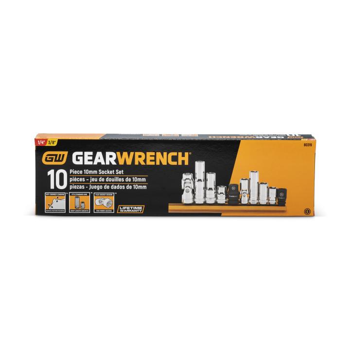Image of 10 Pc. 1/4" and 3/8" Drive 6 Point 10MM Socket Set - GW