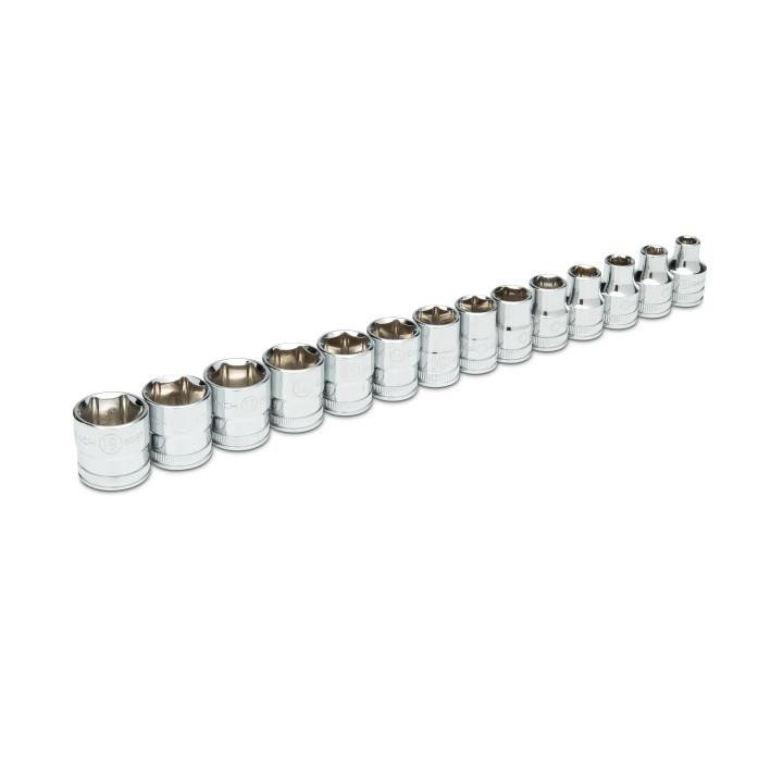 Image of 14 Pc. 3/8" Drive 6 Point Metric Standard Length Socket Set - GW