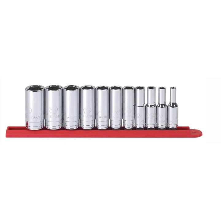 Image of 11 Pc. 3/8" Drive 6 Point SAE Deep Socket Set - GearWrench