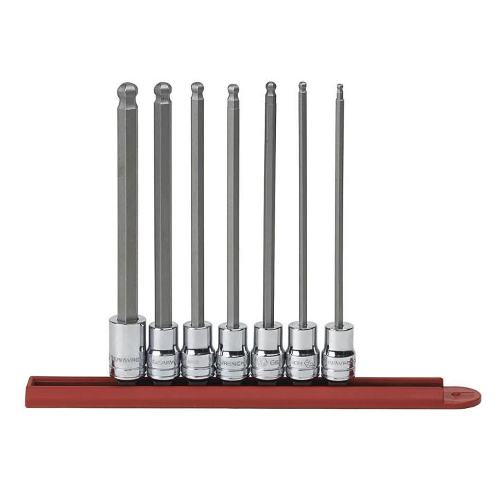 Image of 7 Pc. 3/8" Drive SAE Hex Long Ball End Bit Socket Set - GearWrench