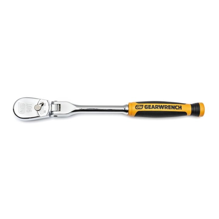 Image of 1/4" Drive 90-Tooth Dual Material Flex Head Teardrop Ratchet 203mm (8") - GearWrench