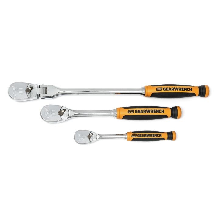 Image of 3 Pc. 1/4" and 3/8" Drive 90-Tooth Dual Material Ratceht Set - GearWrench