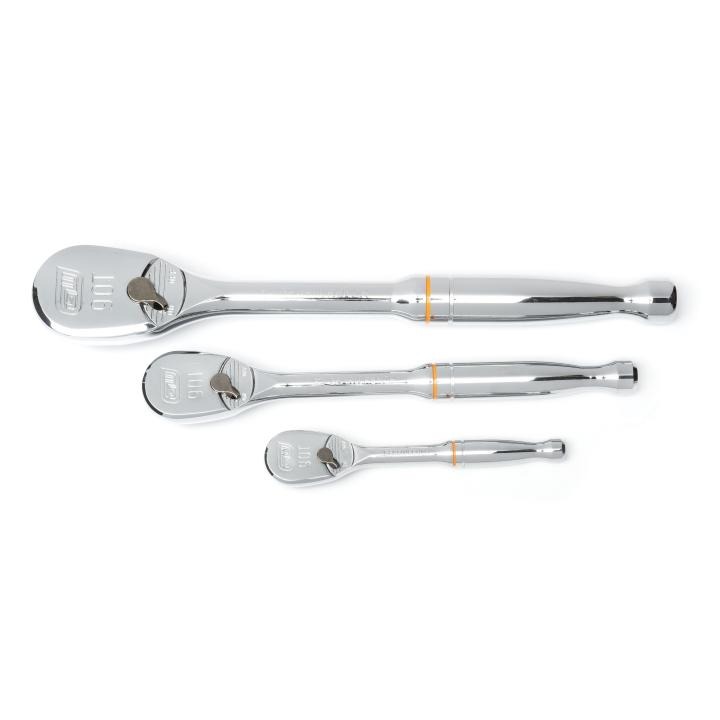 Image of 3 Pc. 1/4", 3/8", and 1/2" Drive 90-Tooth Ratchet Set - GearWrench