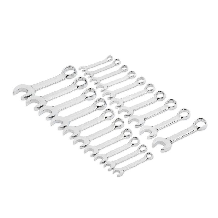 Image of 20 Pc. 12 Point SAE/Metric Stubby Length Combination Wrench Set - GW