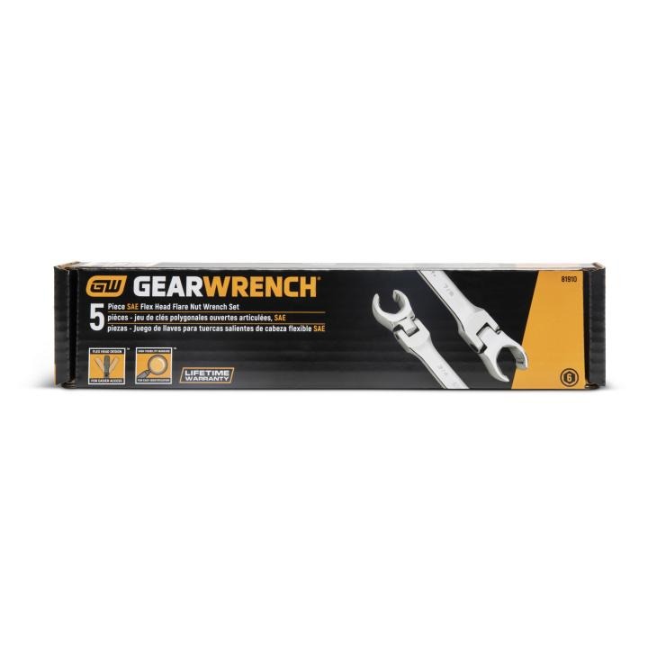 Image of 5 Pc. SAE Flex Flare Nut Wrench Set - GW