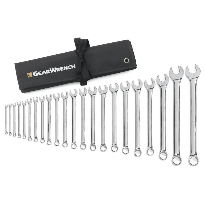 Image of 22 Pc. 12 Point Metric Long Pattern Combination Wrench Set with Wrench Roll - GearWrench