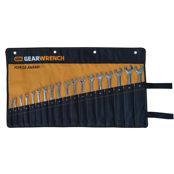 Image of 18 Pc 12 Point Long Pattern Metric Set Roll - GearWrench