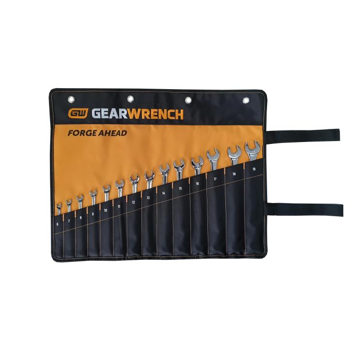 Image of 14 Pc 12 Point Long Pattern Combination Wrench Set Roll - GearWrench