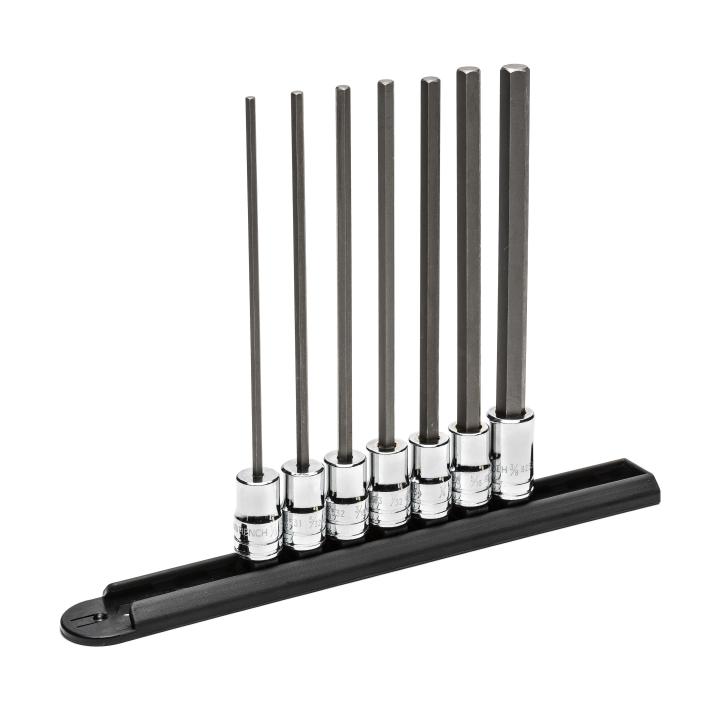 Image of 7 Pc. 3/8" Drive Long Length SAE Hex Bit Socket Set - GearWrench