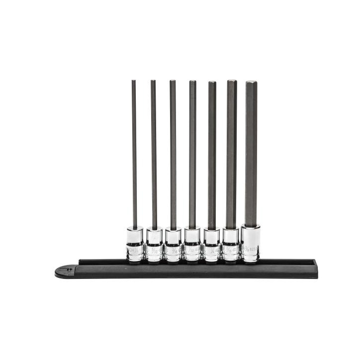 Image of 7 Pc. 3/8" Drive Long Length SAE Hex Bit Socket Set - GearWrench