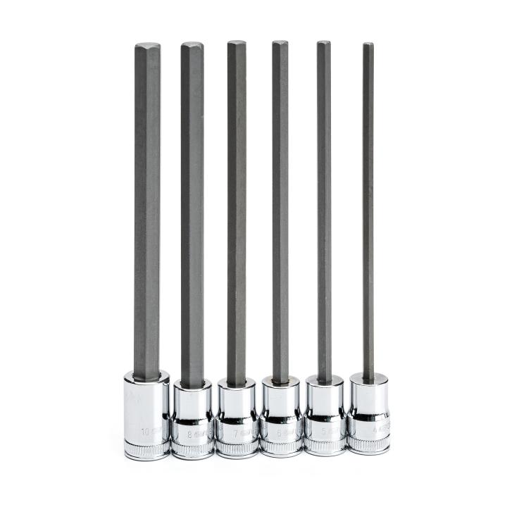 Image of 6 Pc. 3/8" Drive Long Length Metric Hex Bit Socket Set - GearWrench