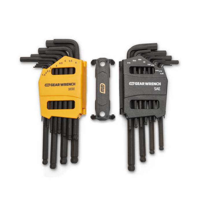Image of 26-Key SAE/Metric Ball End Long Arm Hex Key Set - GW