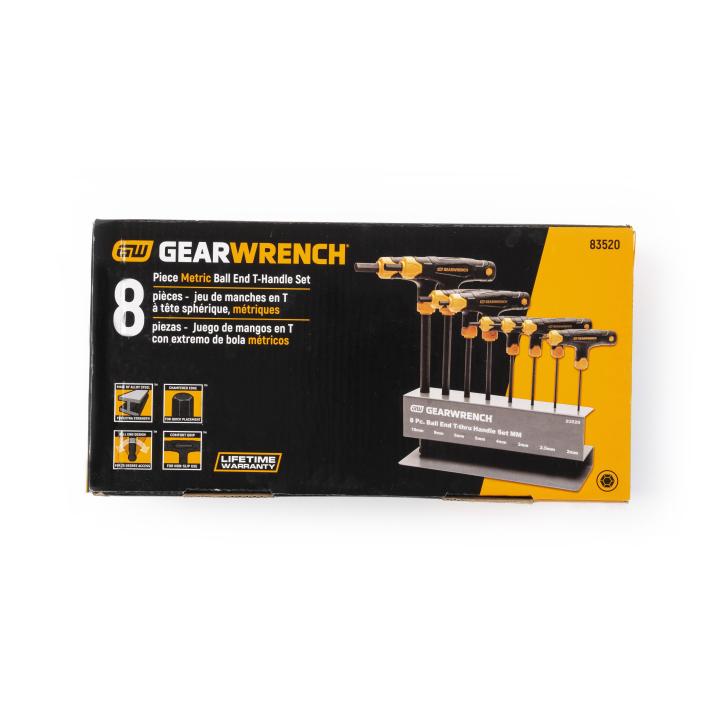 Image of 8-Key Metric Ball End T-Handle Hex Key Set - GW