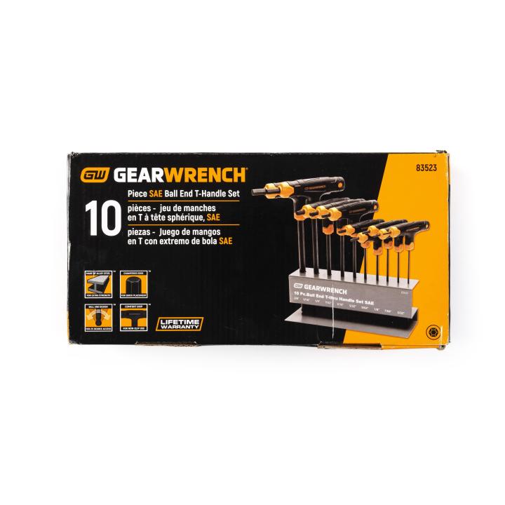 Image of 10-Key SAE Ball End T-Handle Hex Key Set - GW