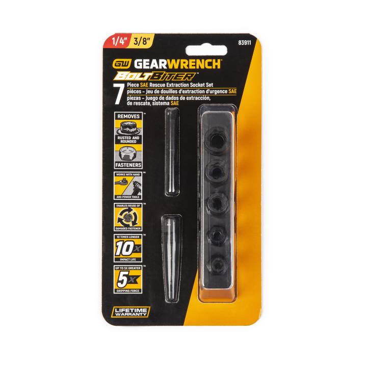 Image of 7 Pc. 1/4" and 3/8" Drive SAE Bolt Biter™ Extraction Socket Set - GW