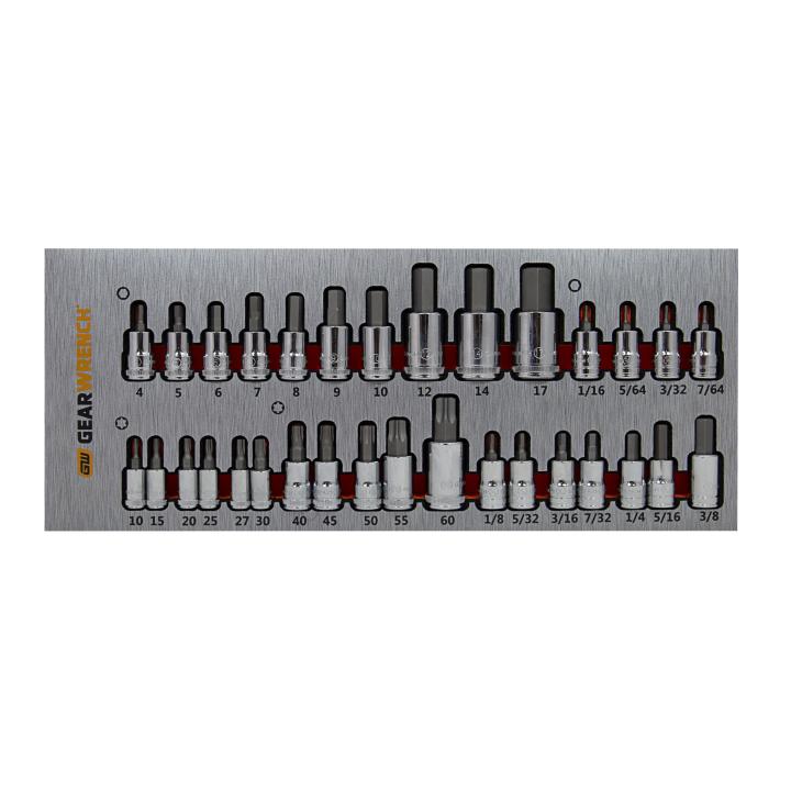 Image of 32 Pc. 1/4", 3/8" & 1/2" Drive Hex & Torx Set in EVA Tray - GearWrench