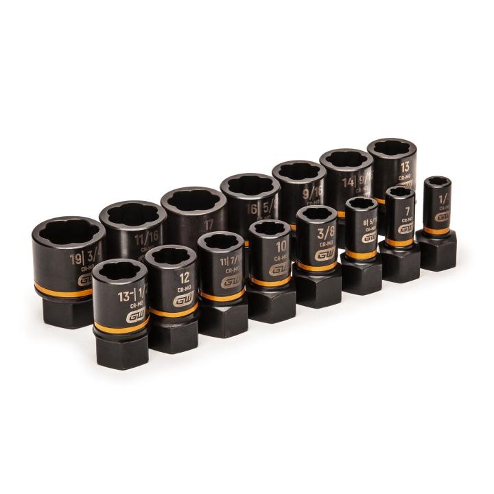 Image of 15 Pc. 1/4" and 3/8" Drive Bolt Biter™ Extraction Socket Set - GW