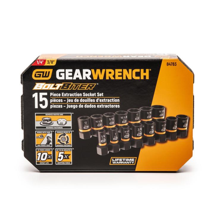 Image of 15 Pc. 1/4" and 3/8" Drive Bolt Biter™ Extraction Socket Set - GW