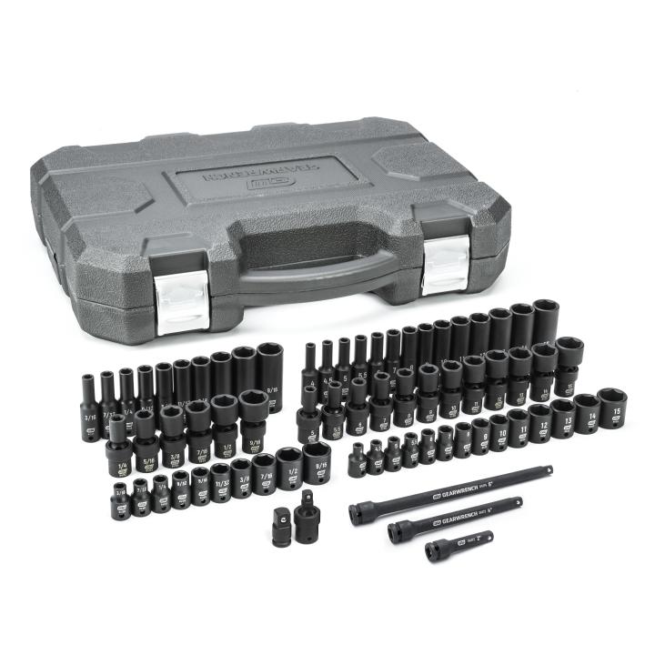Image of 71 Pc. 1/4" Drive 6 Point Standard & Deep Universal Impact Metric/SAE Socket Set - GearWrench
