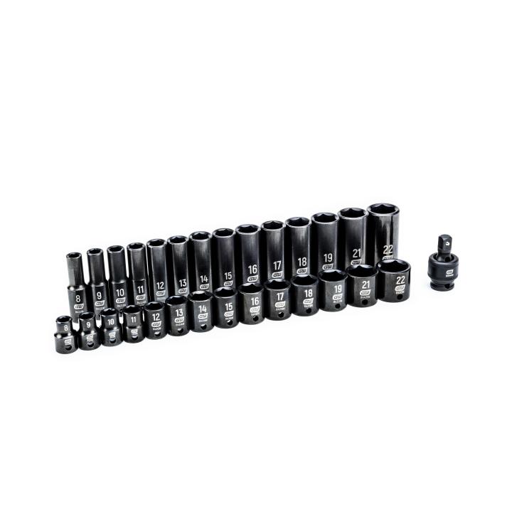 Image of 29 Pc. 3/8" Drive 6 Point Metric Standard & Deep Impact Socket Set - GW