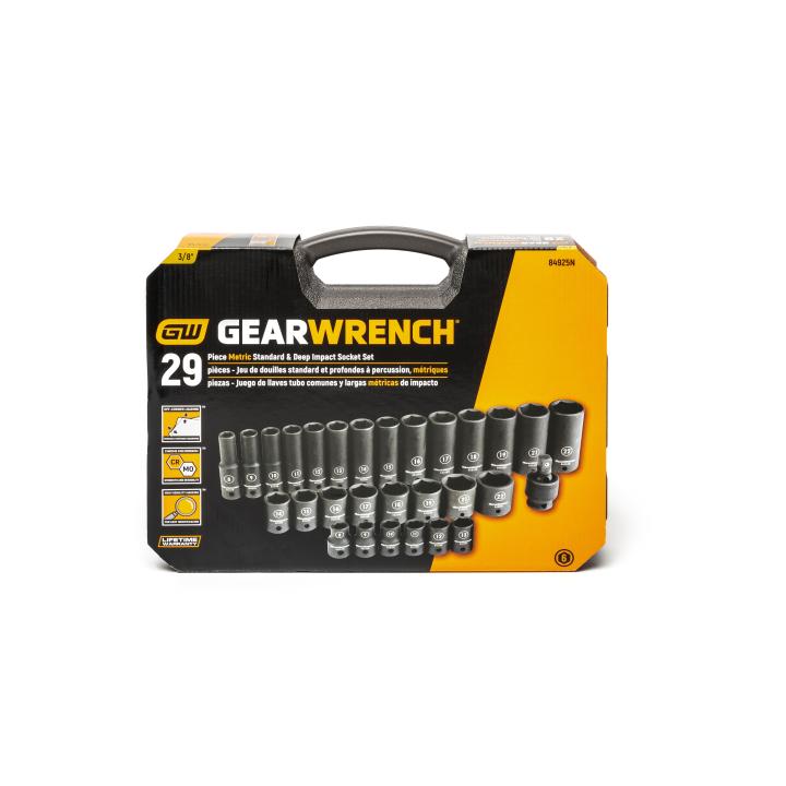 Image of 29 Pc. 3/8" Drive 6 Point Metric Standard & Deep Impact Socket Set - GW