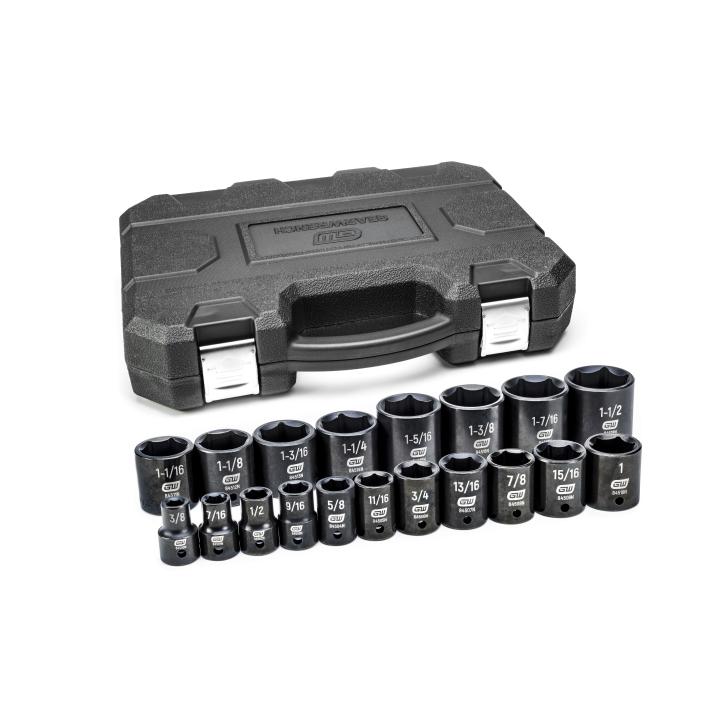 Image of 19 Pc. 1/2" Drive 6 Point SAE Impact Socket Set - GearWrench