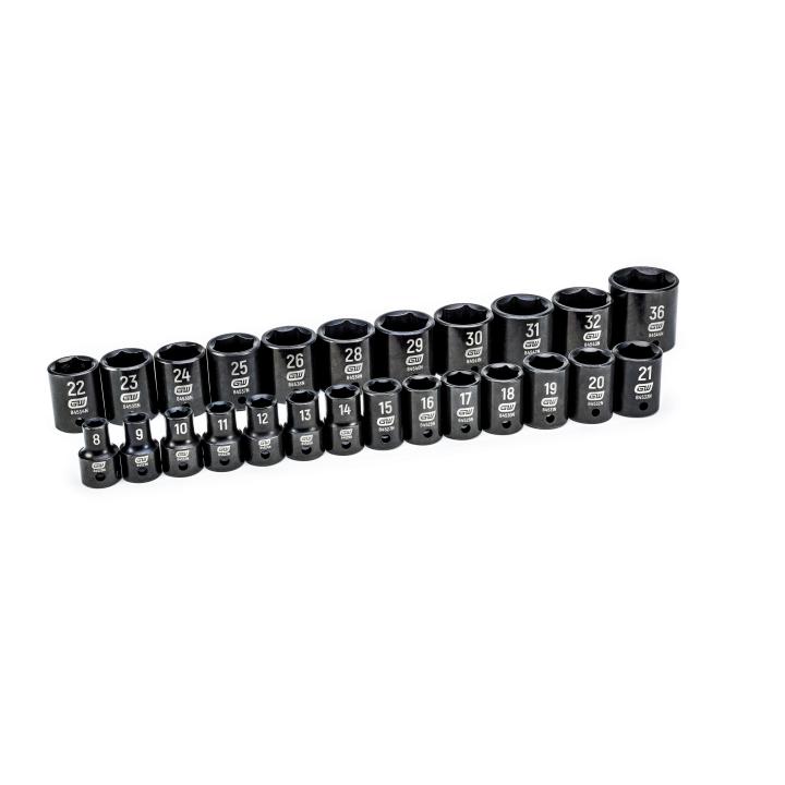 Image of 25 Pc. 1/2" Drive 6 Point Metric Impact Socket Set - GW