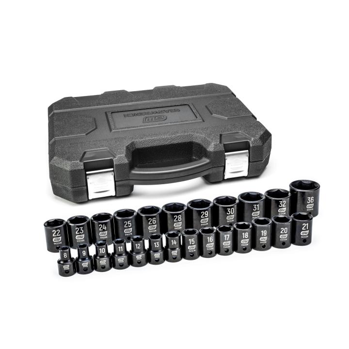 Image of 25 Pc. 1/2" Drive 6 Point Metric Impact Socket Set - GearWrench
