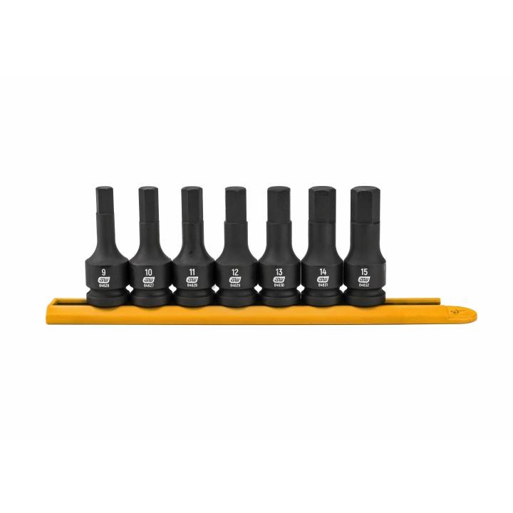 Image of 7 Pc. 1/2" Drive Metric Impact Hex Bit Socket Set - GearWrench