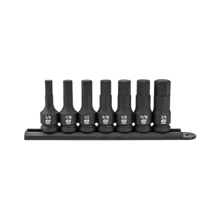 Image of 7 Pc. 1/2" Drive SAE Impact Hex Bit Socket Set - GearWrench