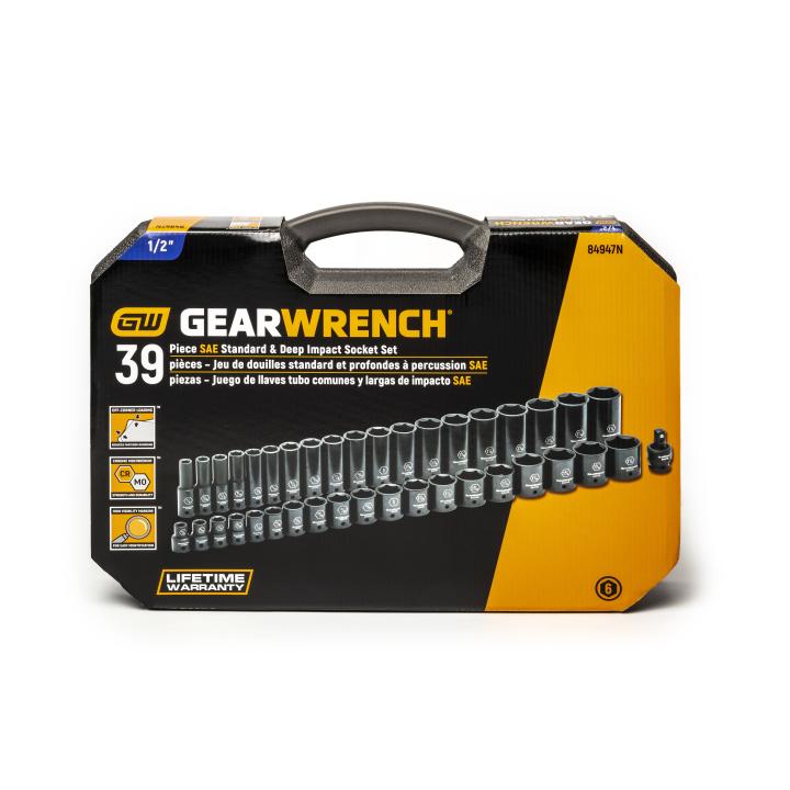 Image of 39 Pc. 1/2" Drive 6 Point SAE Std./Deep Impact Socket Set - GearWrench