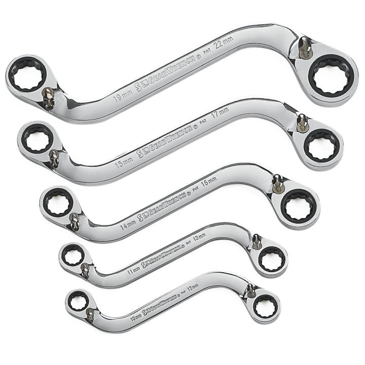 S-Shaped Reversible Double Box Ratcheting Wrench Set (5-Piece) S-Shaped Reversible Double Box Ratcheting Wrench Set (5-Piece)