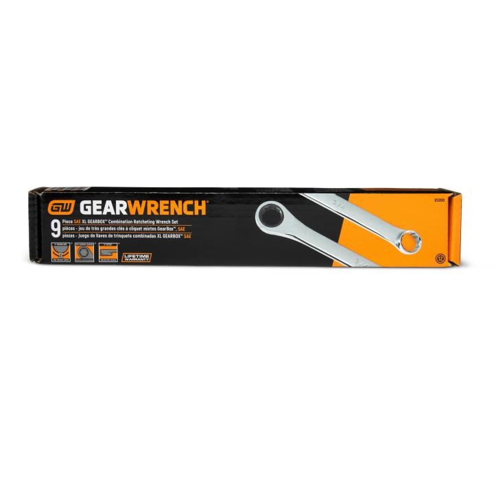 Image of 9 Pc. 72-Tooth 12 Point SAE XL GearBox™ Double Box Ratcheting Wrench Set - GW