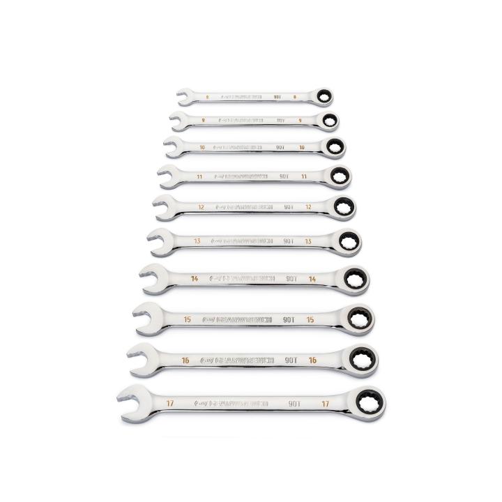 12 Piece 90 Tooth 12 Point Metric Combination Ratcheting Wrench Set Gearwrench