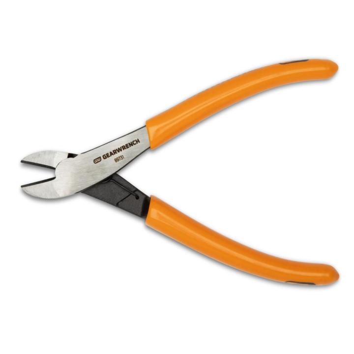 GEARWRENCH 89731 Mini Diagonal Cutting Plier, displayed flat, showing its durable alloy steel construction, sharp cutting edges, and spring-loaded mechanism for easy operation