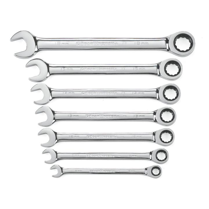 Image of 7 Pc. 12 Point Metric Combination Ratcheting Wrench Set  - GearWrench