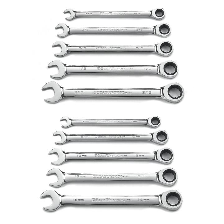 Image of 10 Pc. 72-Tooth 12 Point Ratcheting Combination Metric/SAE Wrench Set  - GearWrench