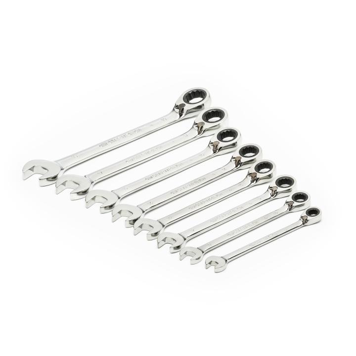 Image of 8 Pc. 72-Tooth 12 Point Metric Reversible Combination Ratcheting Wrench Set - GW