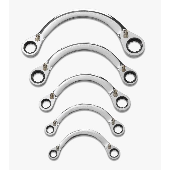 Image of 5 Pc. 12 Point Metric Half Moon Reversible Double Box Ratcheting Wrench Set  - GearWrench