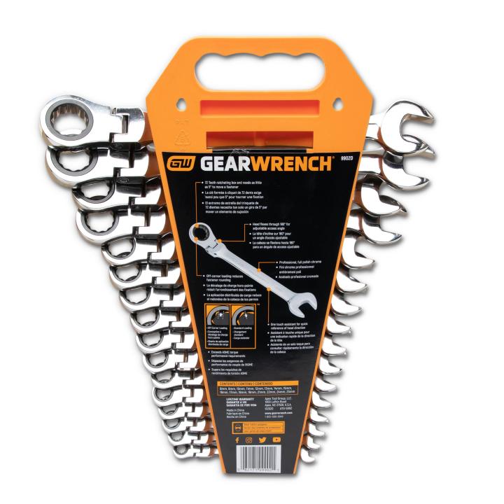 Flex head shop spanner set