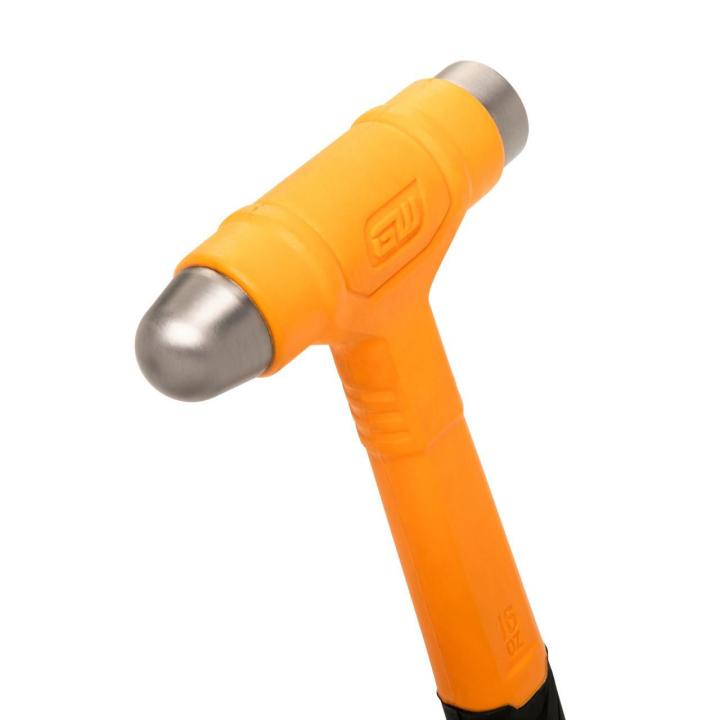 Image of the GEARWRENCH  16 oz. Dead Blow Ball Pein Hammer showing the molten colored hammer head up close