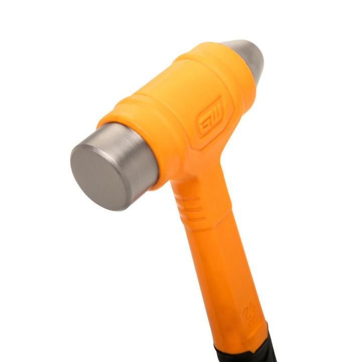 Image of the GEARWRENCH  24 oz. Dead Blow Ball Pein Hammer showing the molten colored hammer head up close