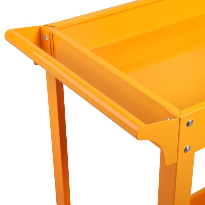 Image of the GWMSC Metal Utility Cart on a white background with a close up view of the cart handle