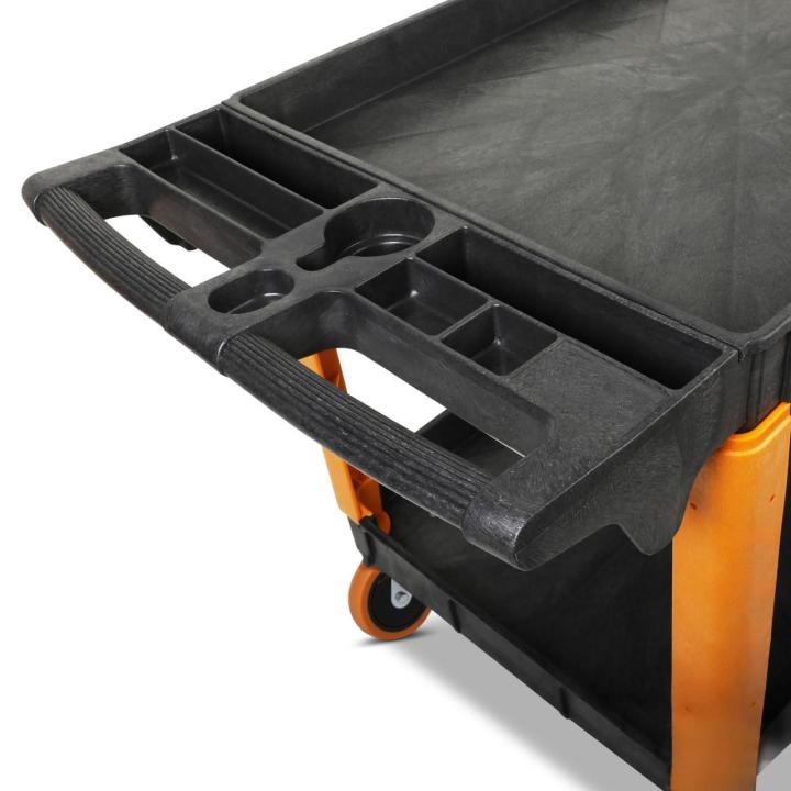 Image of the GWPSCM Heavy Duty Utility Cart on white background showing a close up view of the cart handle